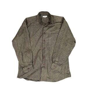 Vintage Mens Claiborne Floral Textured Button Down Shirt Size Medium